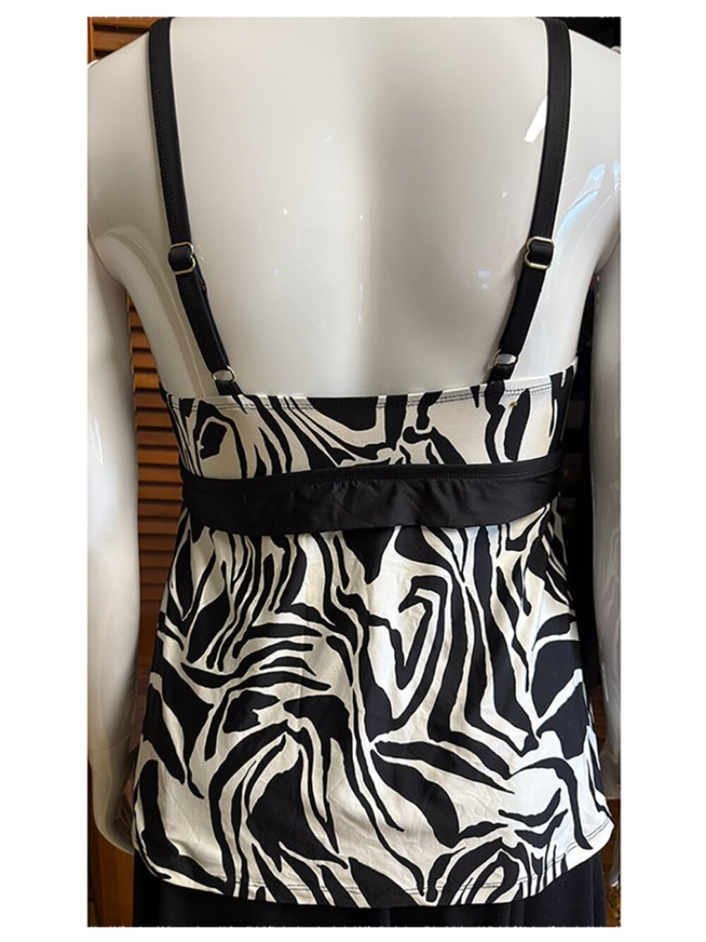 Animal Print Black and White Swim Top and CoverUp- 1XL - Picture 4 of 9